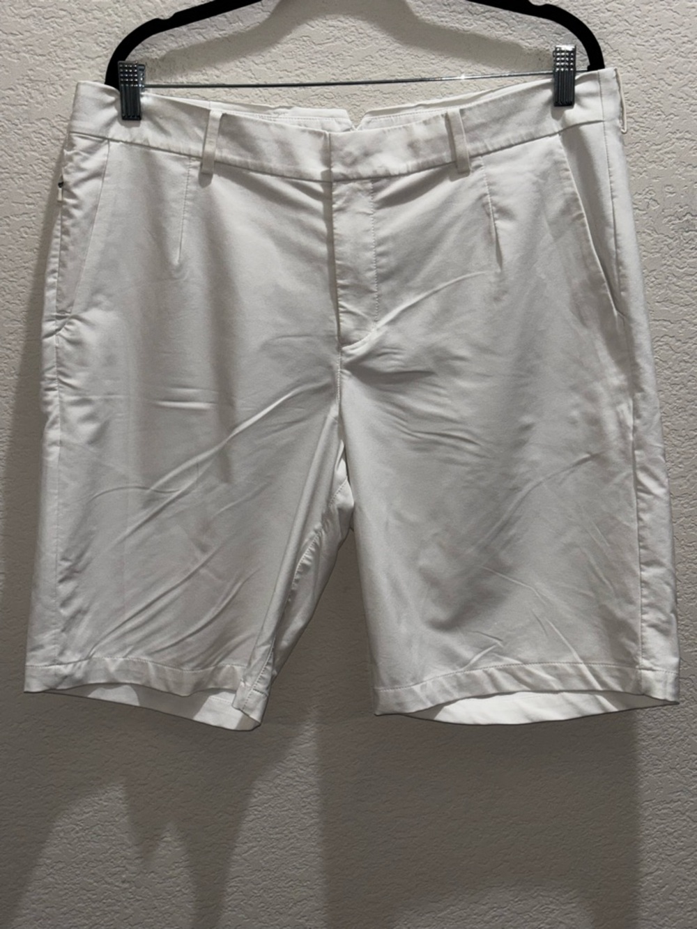 Men's White Flat-Front Performance Shorts